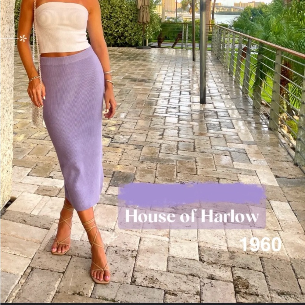 House of Harlow 1960 Lavender Ribbed Knit Midi Skirt (Skirt Only!) - Picture 6 of 9